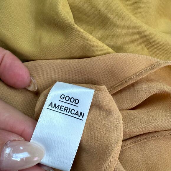 Good American Velvet Slip Dress Gold Metallic Size 3 Large Feminine Sexy NWT - Picture 12 of 13